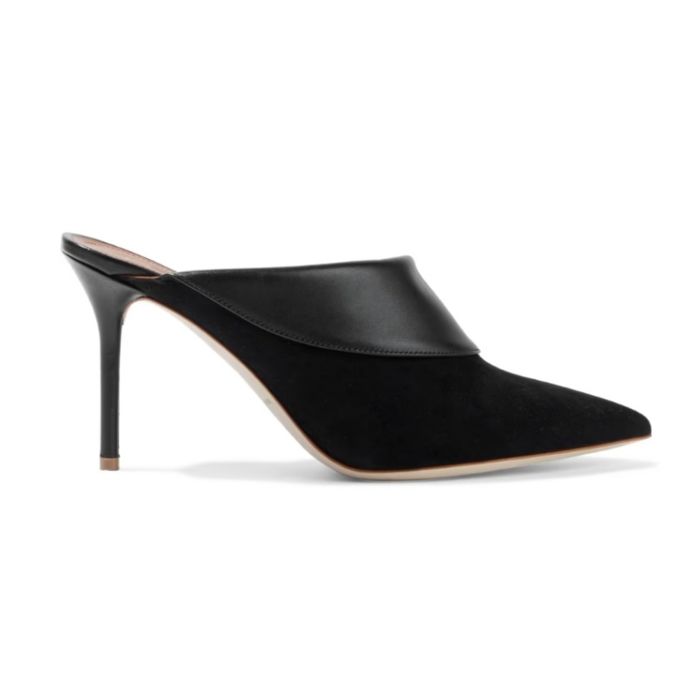 NIB. MALONE SOULIERS 'Tilly' 85 Leather and Suede Mules